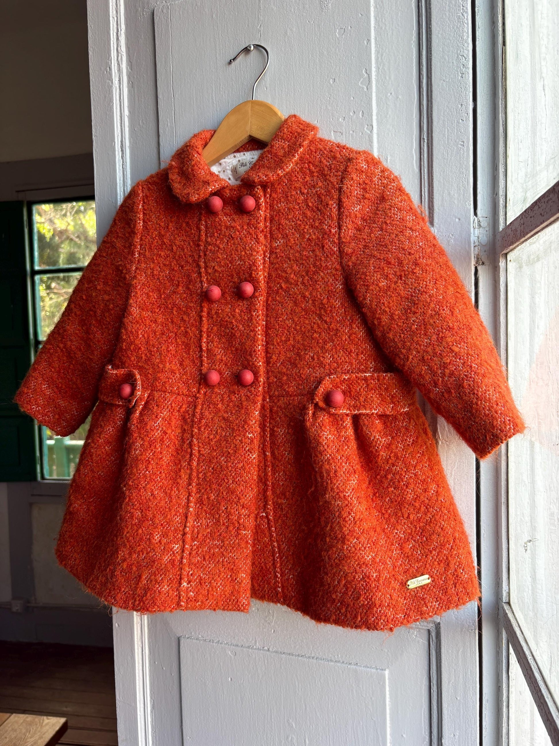 Orange Wool Blend Toddler Coat — additional view 8