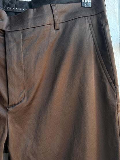 Sisley Brown Satin Vintage Trousers, Straight Leg Pants