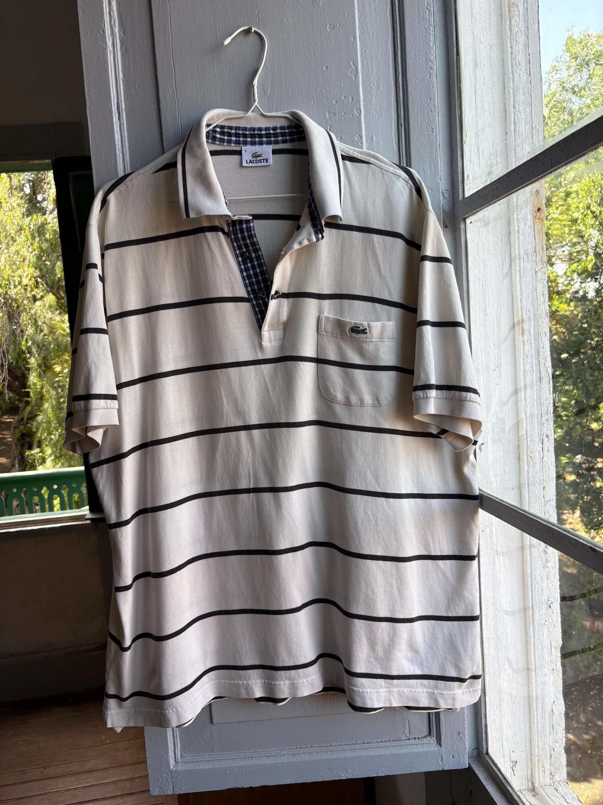 Vintage Oversized Striped Cotton Polo Shirt — additional view 9