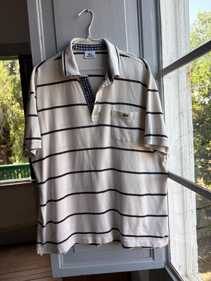 Vintage Oversized Striped Cotton Polo Shirt — additional view 9