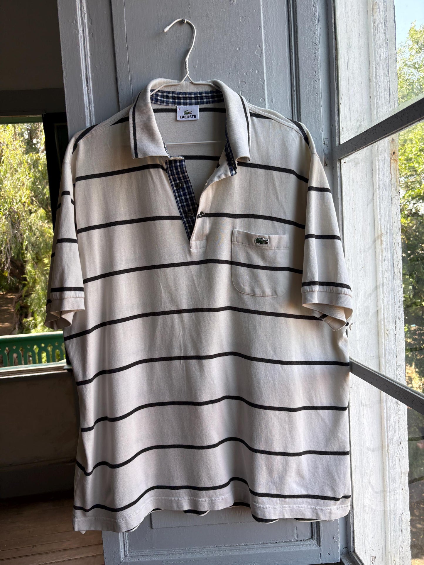 Vintage Oversized Striped Cotton Polo Shirt — additional view 11