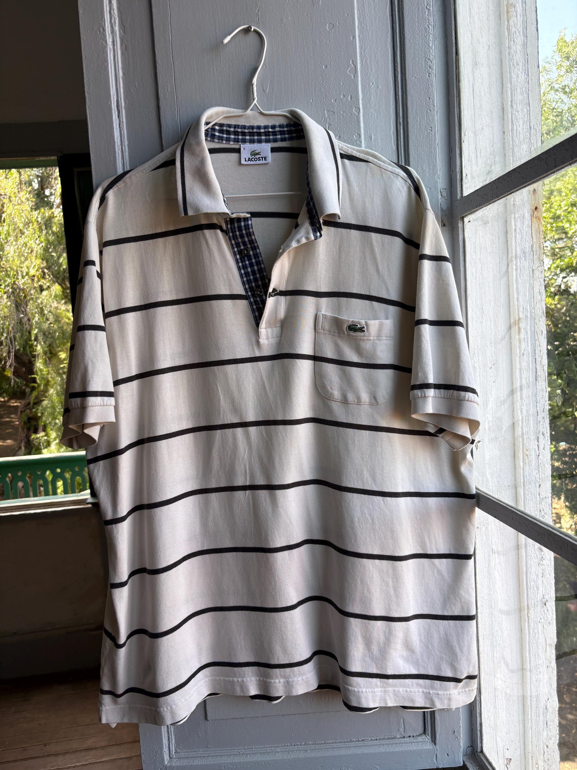 Vintage Oversized Striped Cotton Polo Shirt — additional view 11