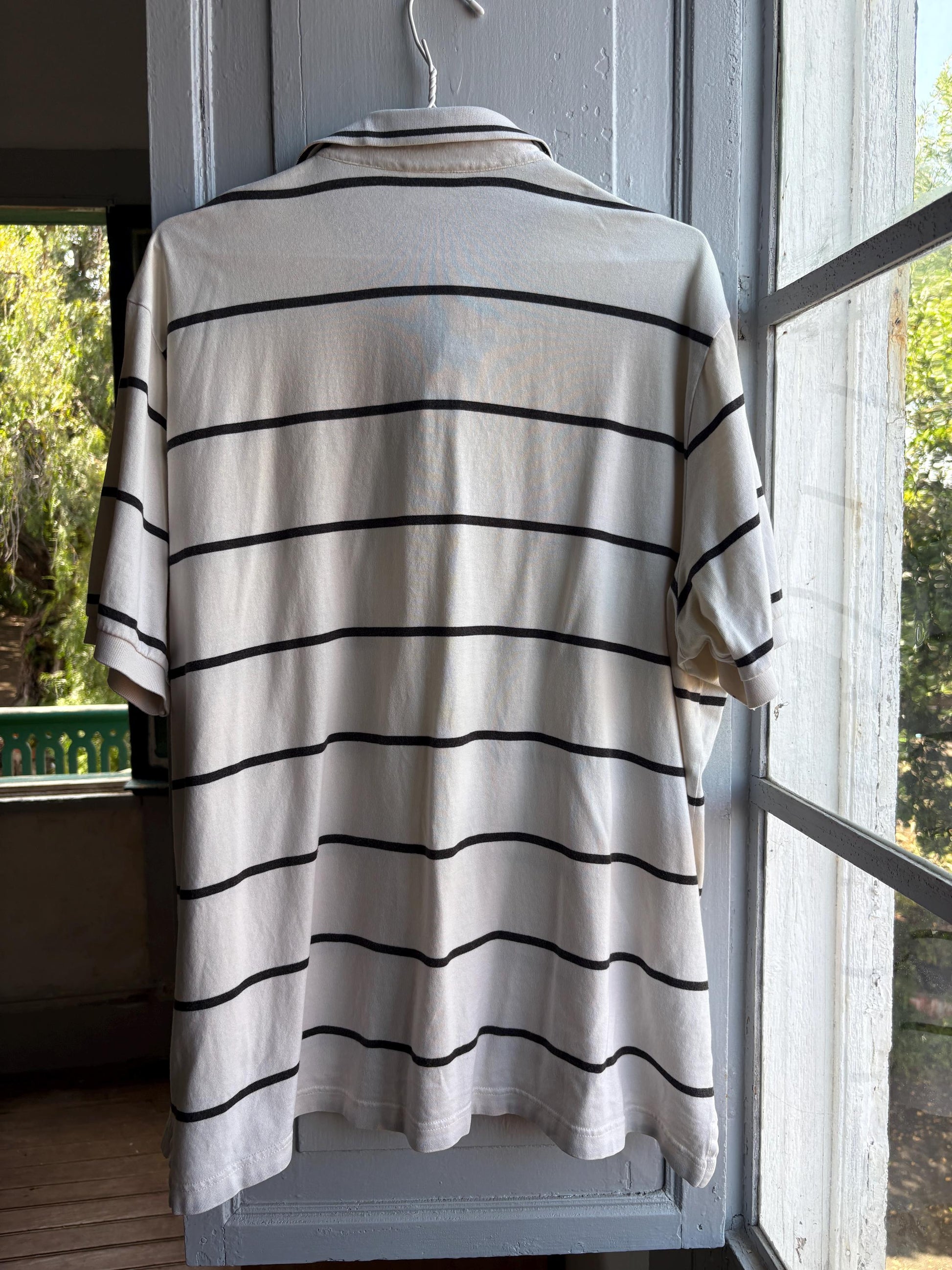 Vintage Oversized Striped Cotton Polo Shirt — additional view 13