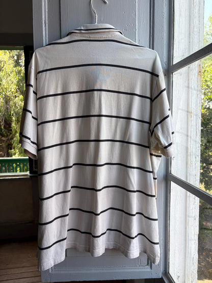 Vintage Oversized Striped Cotton Polo Shirt — additional view 13