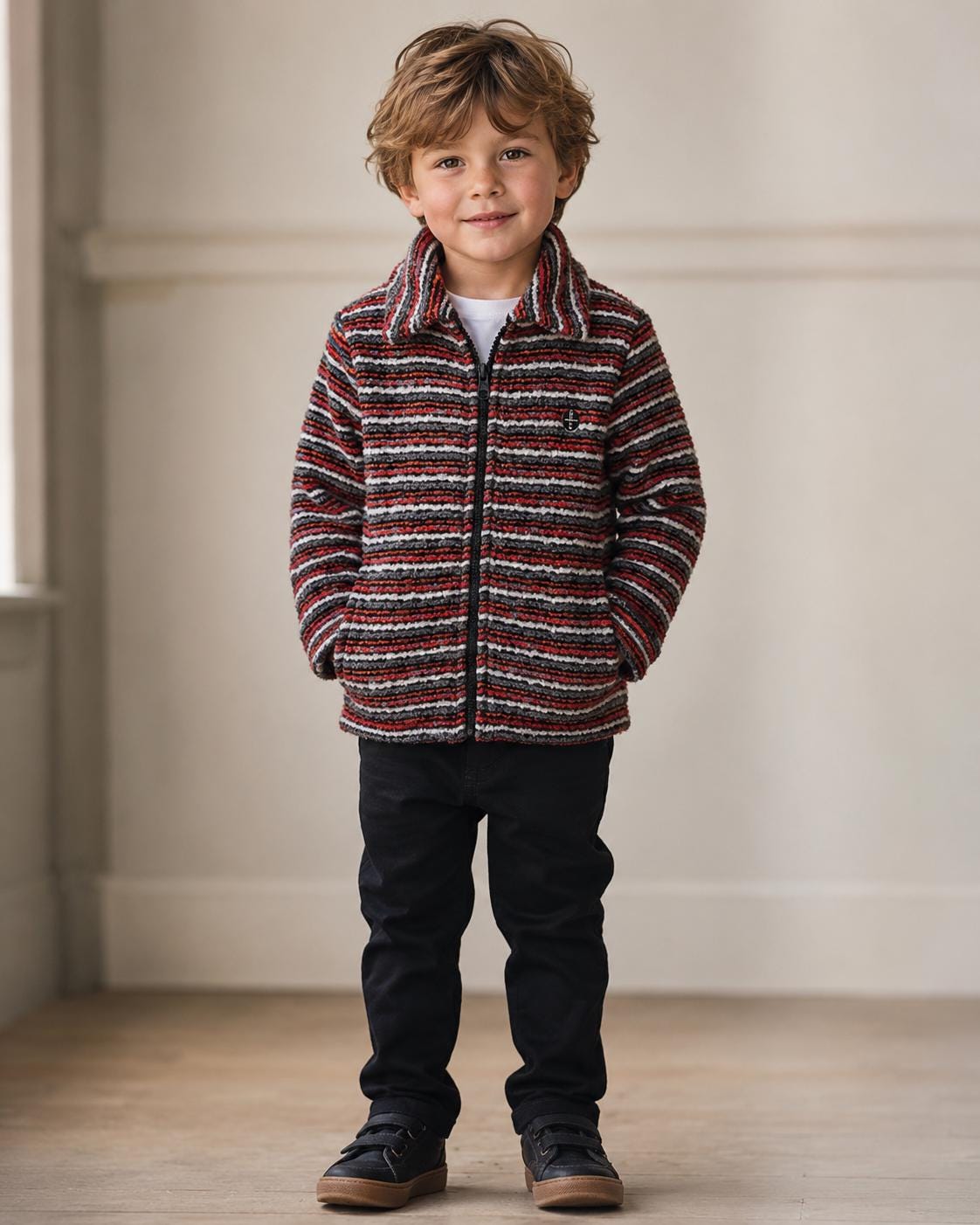 Vintage Striped Fleece Jacket for Kids