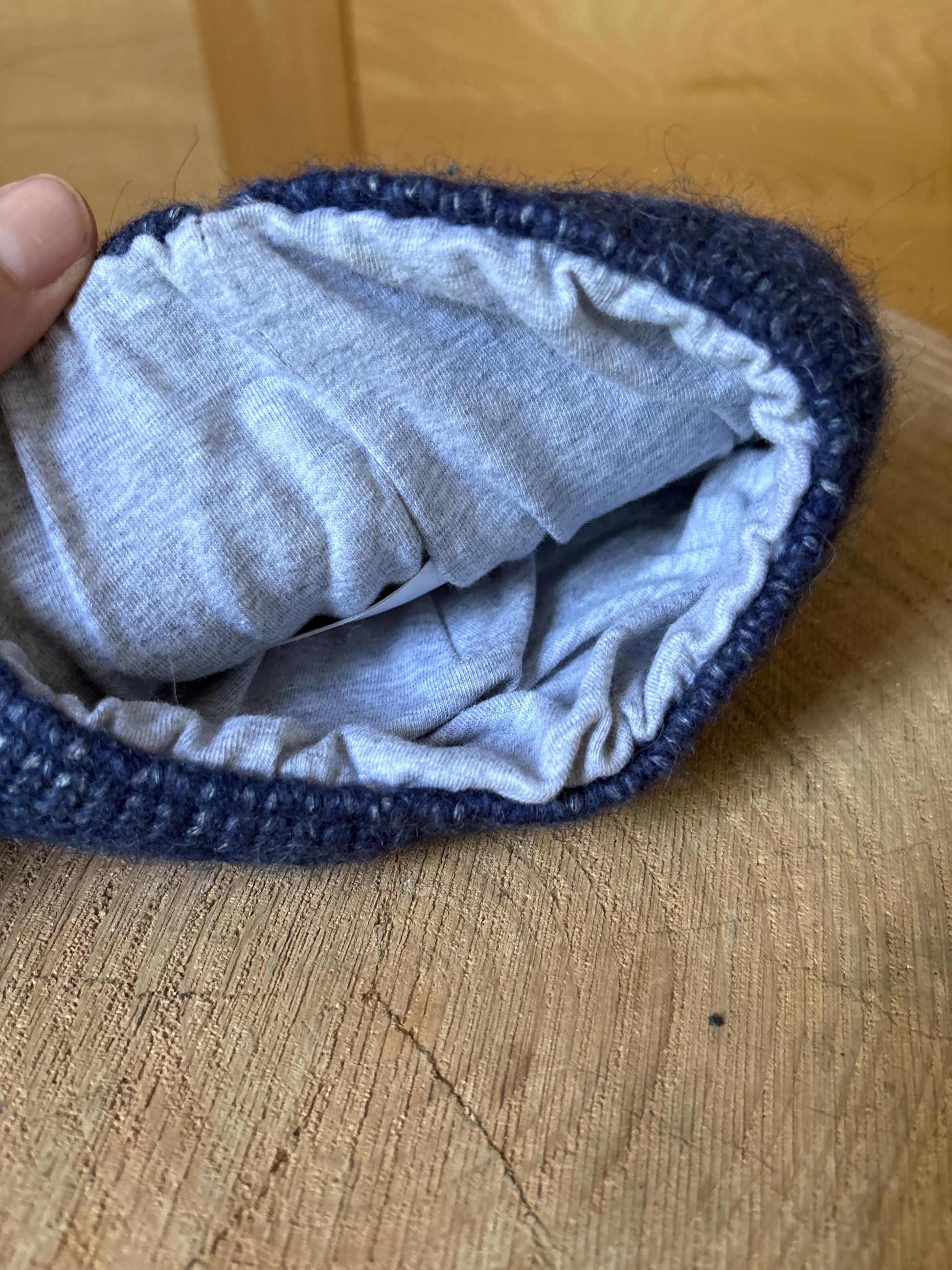 Wool Alpaca Blue Kids Beanie — back view