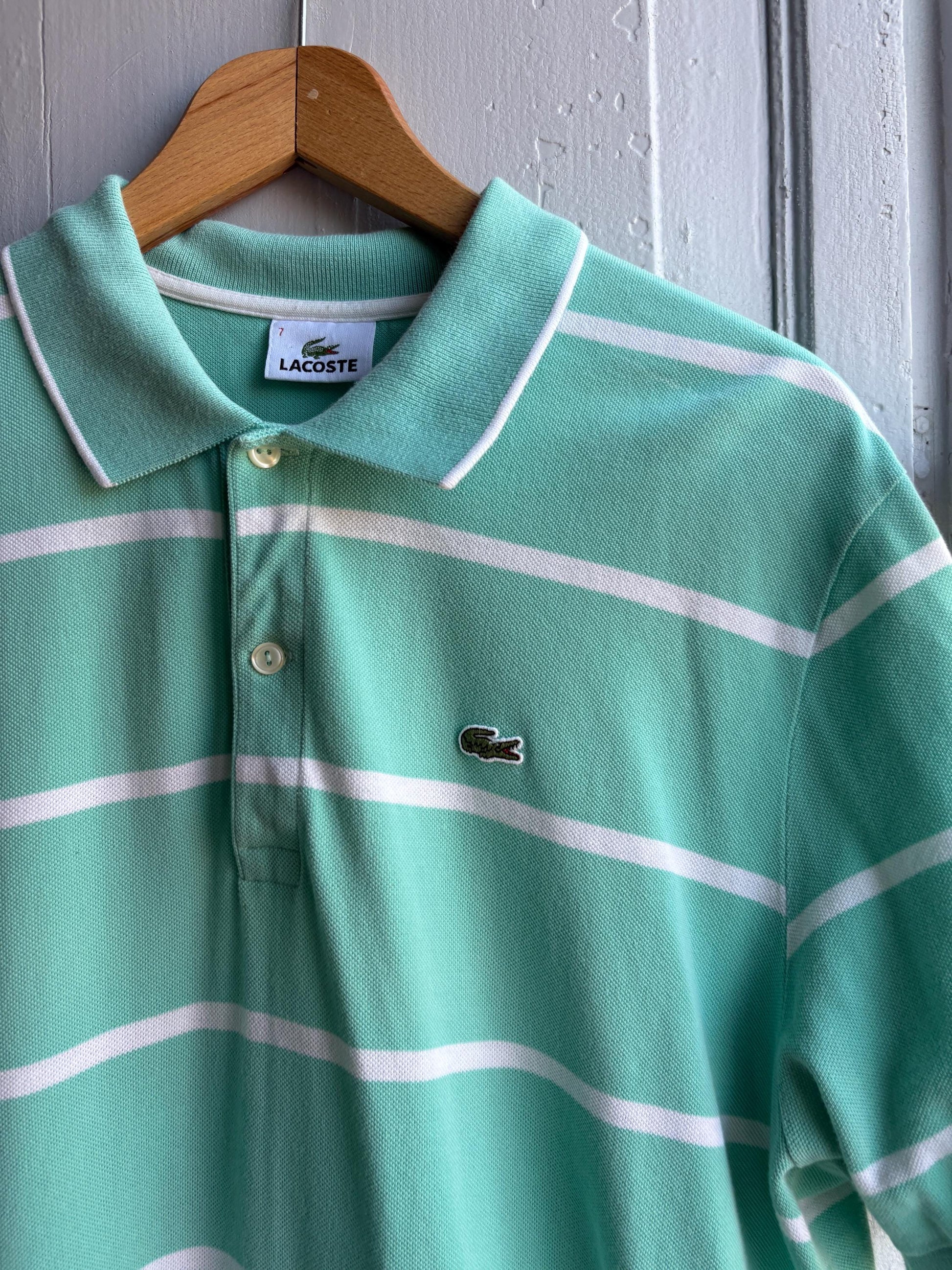 Mint Green Striped Cotton Polo Shirt — additional view 8