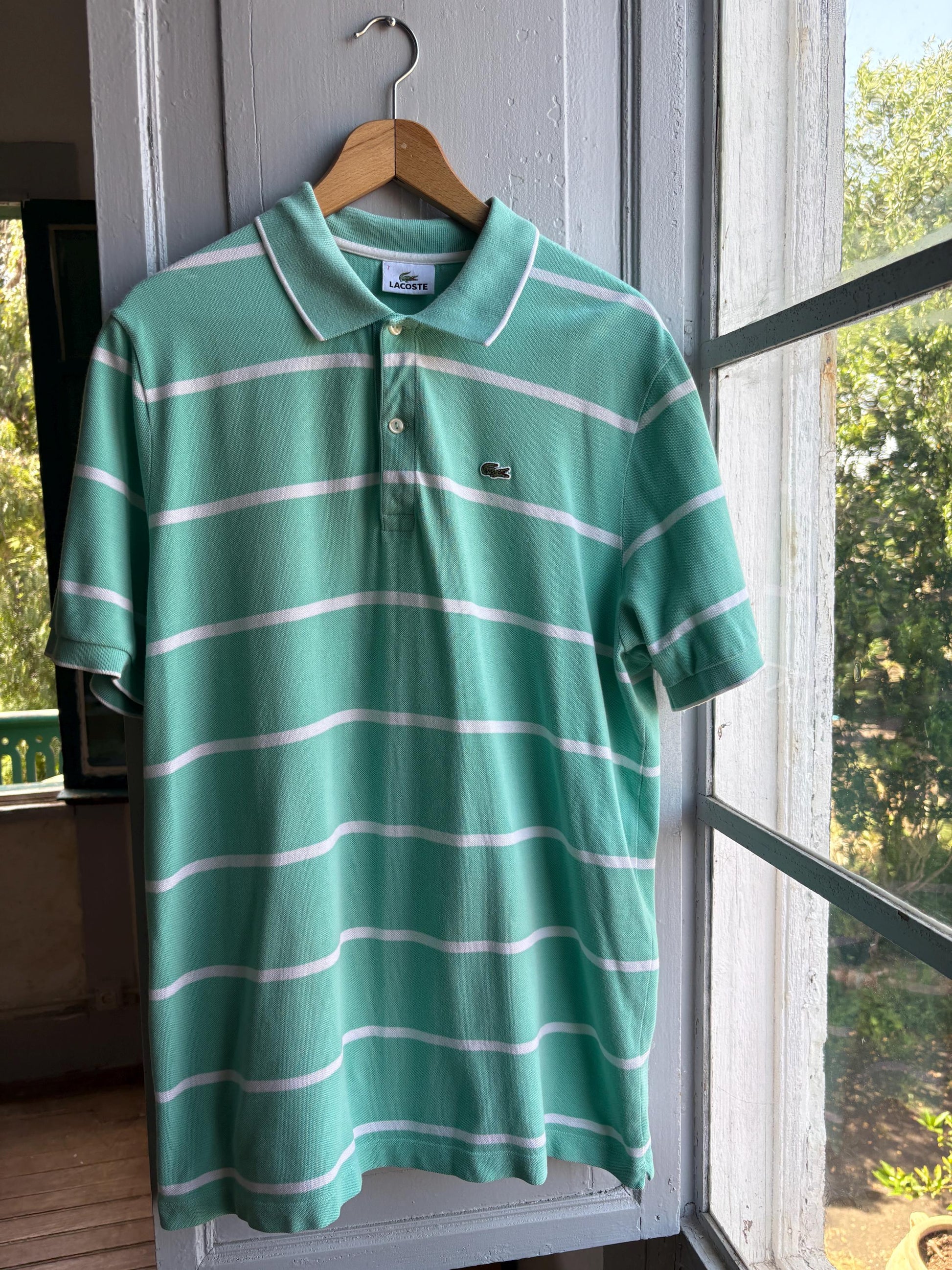 Mint Green Striped Cotton Polo Shirt — additional view 14