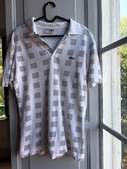 Vintage Lacoste Cotton Polo Shirt, White Geometric — additional view 7
