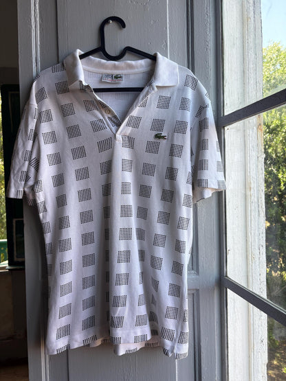 Vintage Lacoste Cotton Polo Shirt, White Geometric — additional view 6