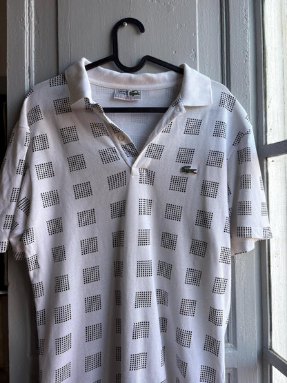 Vintage Lacoste Cotton Polo Shirt, White Geometric — additional view 5