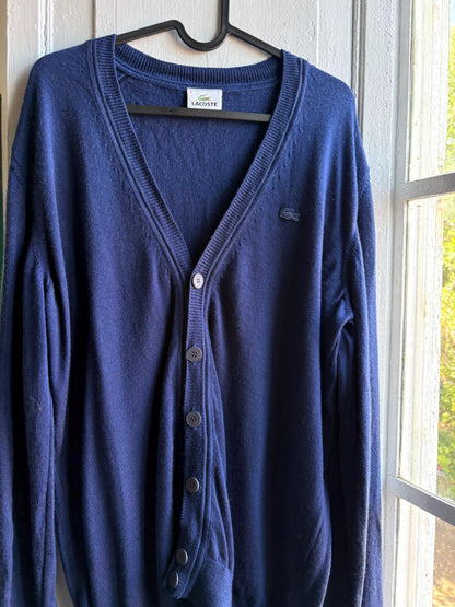 Lacoste Virgin Wool Cardigan in Navy — additional view 10
