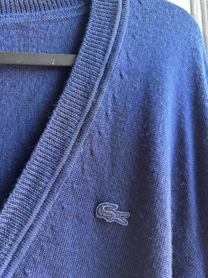 Lacoste Virgin Wool Cardigan in Navy — additional view 8