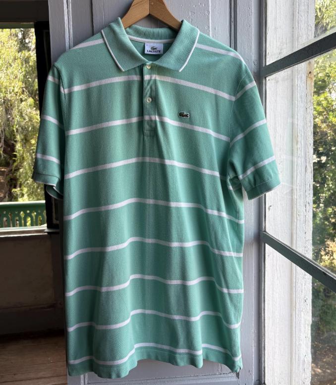 Mint Green Striped Cotton Polo Shirt — additional view 15