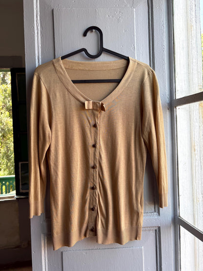 Luxe Beige Lyocell Cotton Summer Cardigan — additional view 5