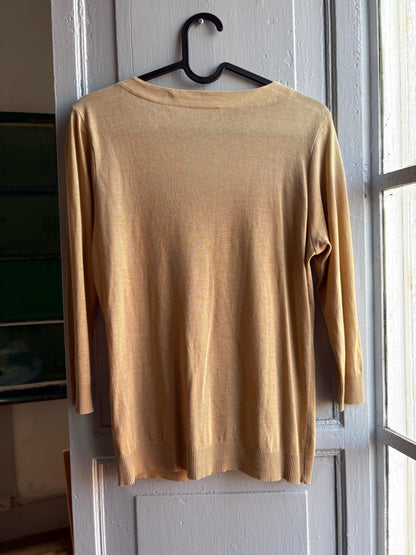 Luxe Beige Lyocell Cotton Summer Cardigan — fabric close-up