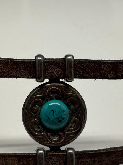 Turquoise Concho Brown Leather Boho Belt — additional view 9
