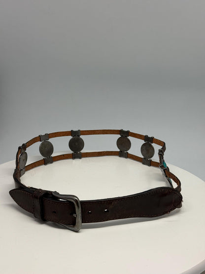 Turquoise Concho Brown Leather Boho Belt — additional view 8