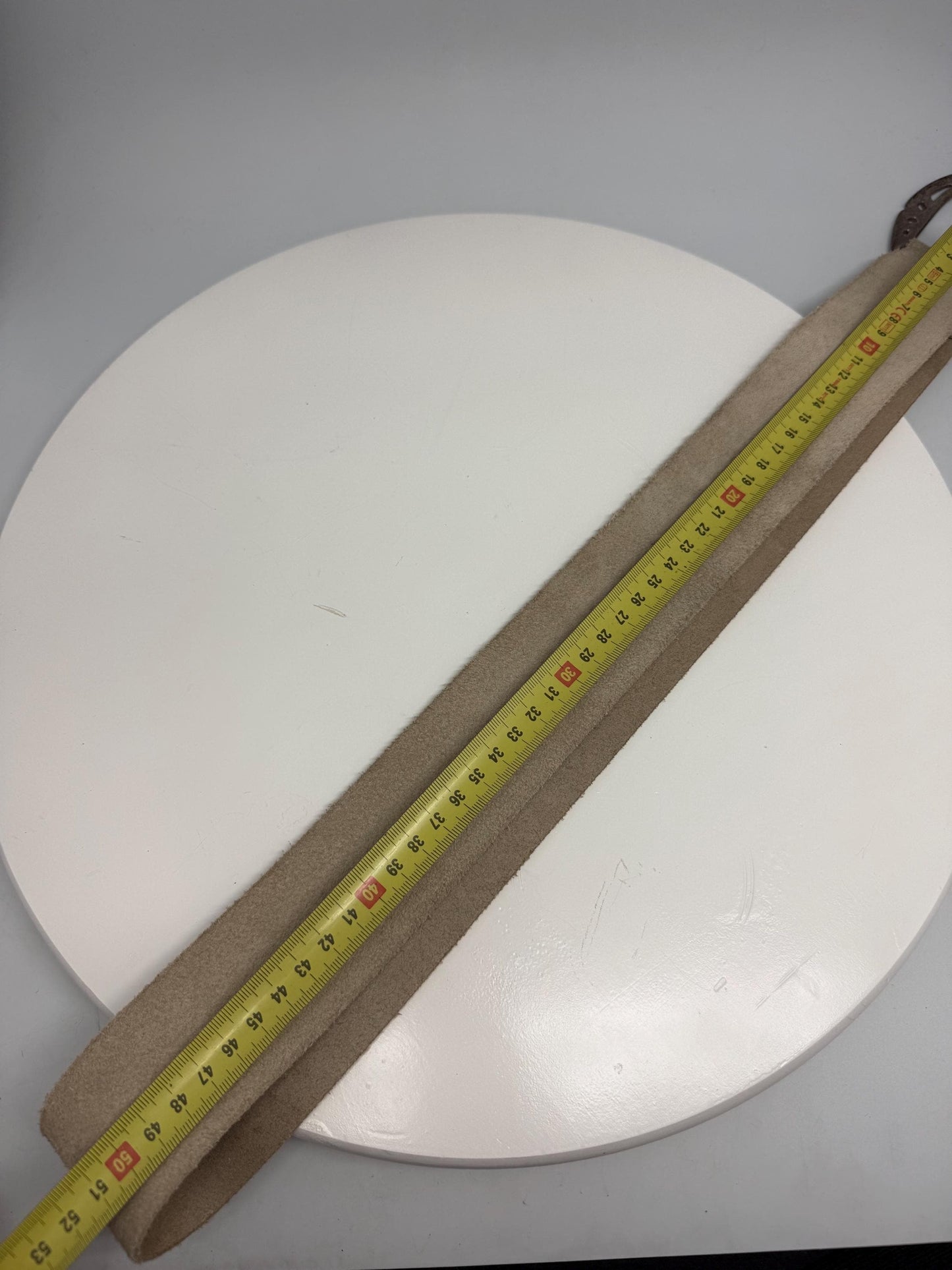 Beige Suede Leather Wide Belt With Silver Buckle — additional view 9