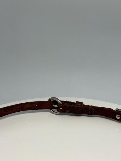 Vintage Brown Leather Belt with Silver Stud Details, Boho Western Waist Belt, Y2K Genuine Leather, Festival Bohemian Accessory