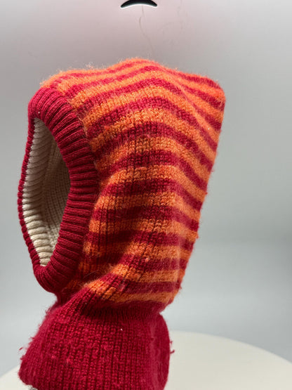 Red Wool Balaclava, Kids Merino Cotton Lined Winter Hood, Germany