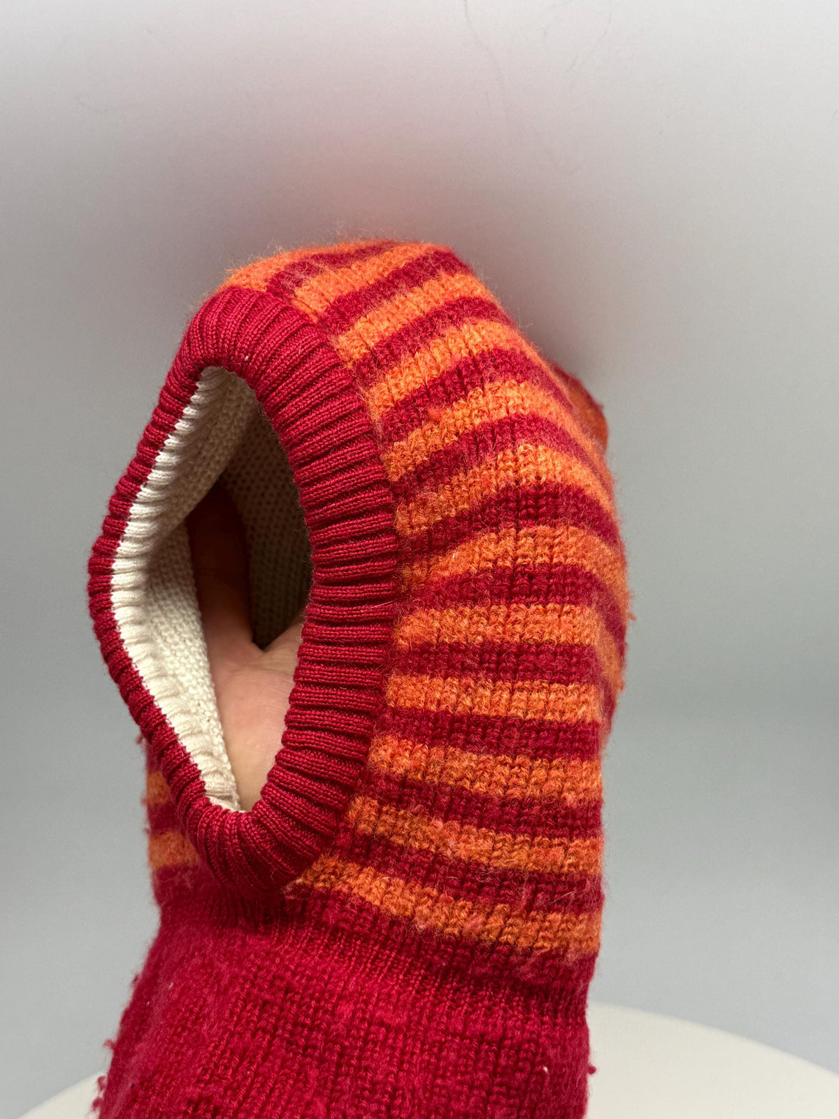 Red Wool Balaclava, Kids Merino Cotton Lined Winter Hood, Germany