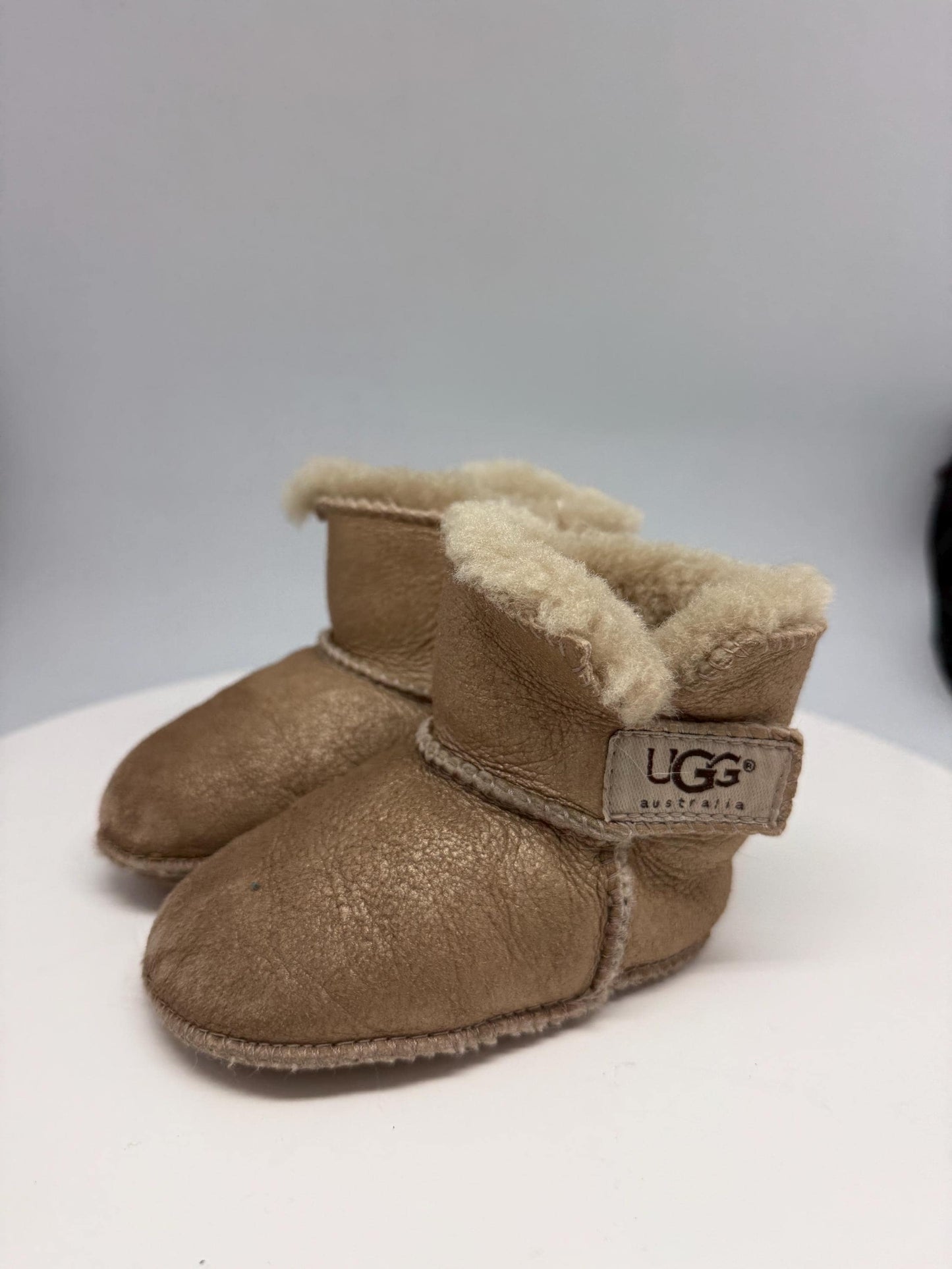 Gold Sheepskin Baby Booties — fabric close-up