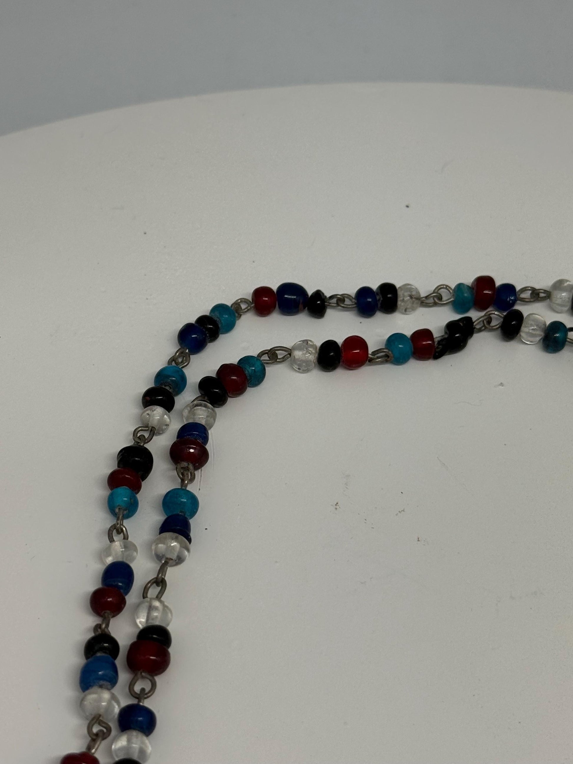 Vintage Double Strand Glass Bead Necklace — back view