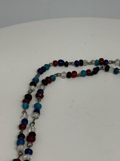 Vintage Double Strand Glass Bead Necklace — back view