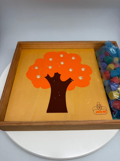 Vintage Montessori Counting Tree Puzzle Set, Wooden Homeschool Math Toy, Waldorf Preschool Learning Game, JOC-DI Educational Toy