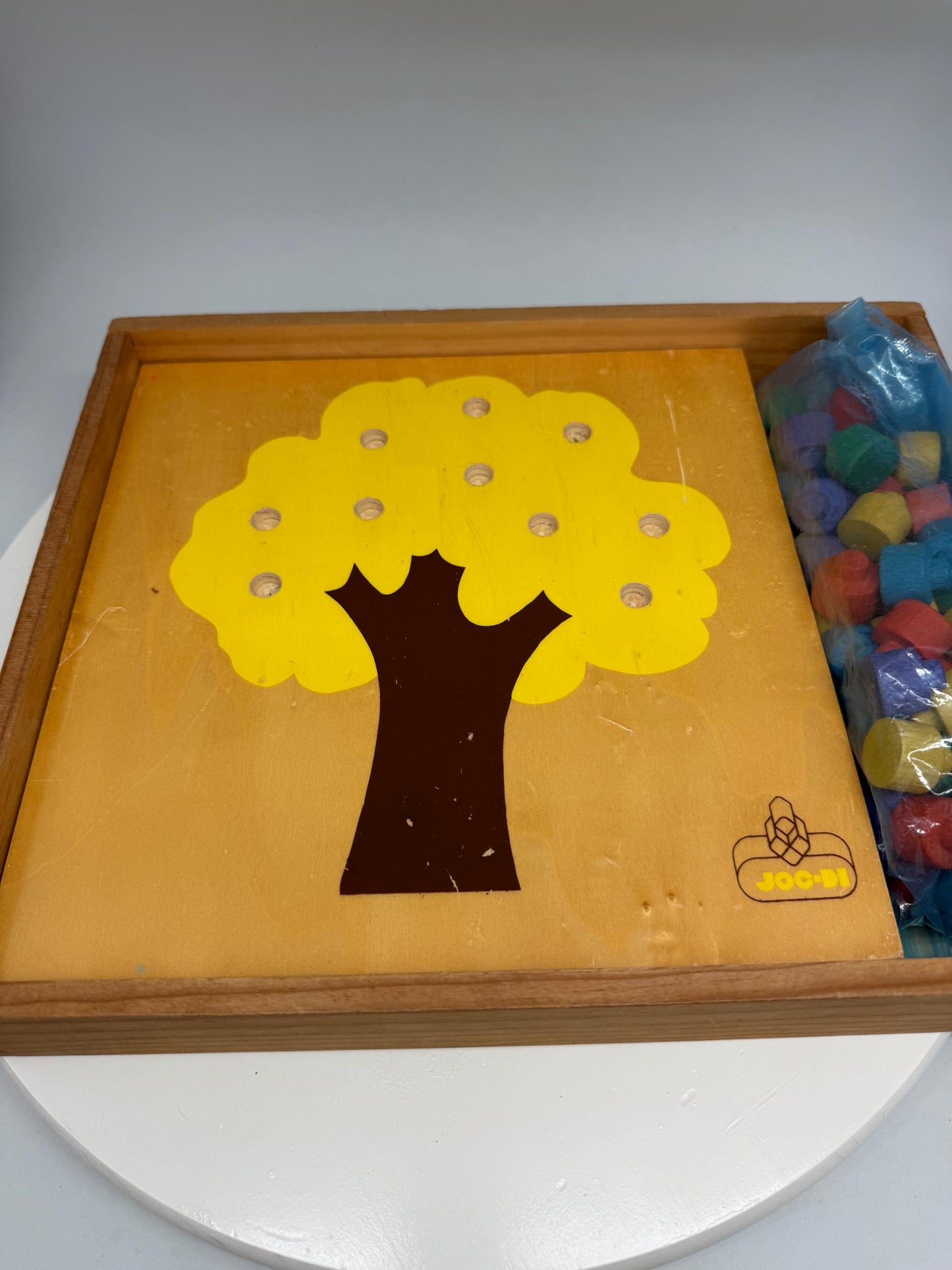 Vintage Montessori Counting Tree Puzzle Set, Wooden Homeschool Math Toy, Waldorf Preschool Learning Game, JOC-DI Educational Toy