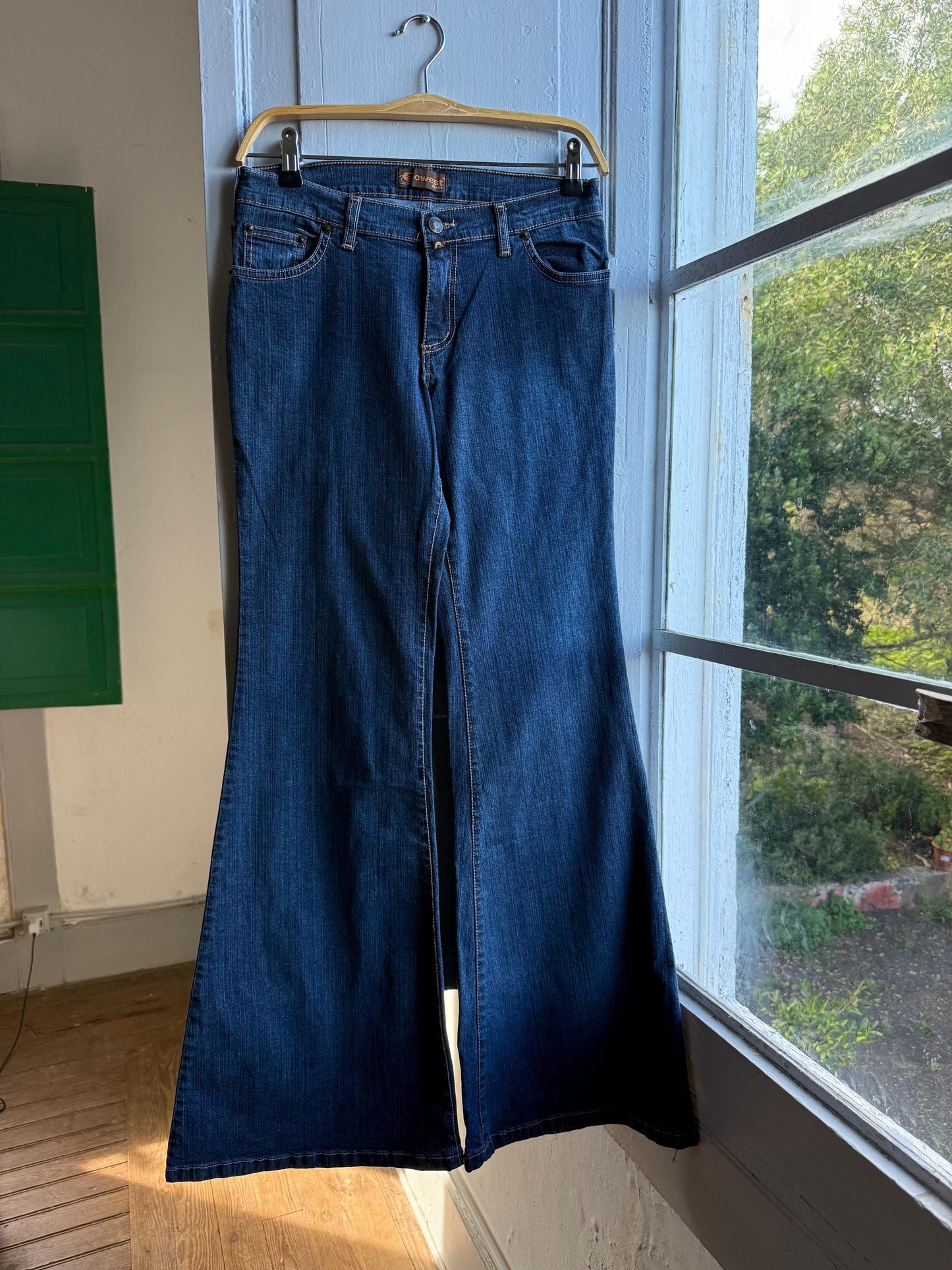 Vintage Spanish Flare Jeans, Women Deadstock Bell Bottom Jeans, Y2K 70s Wide Leg Denim Made In Spain, Boho Festival wear