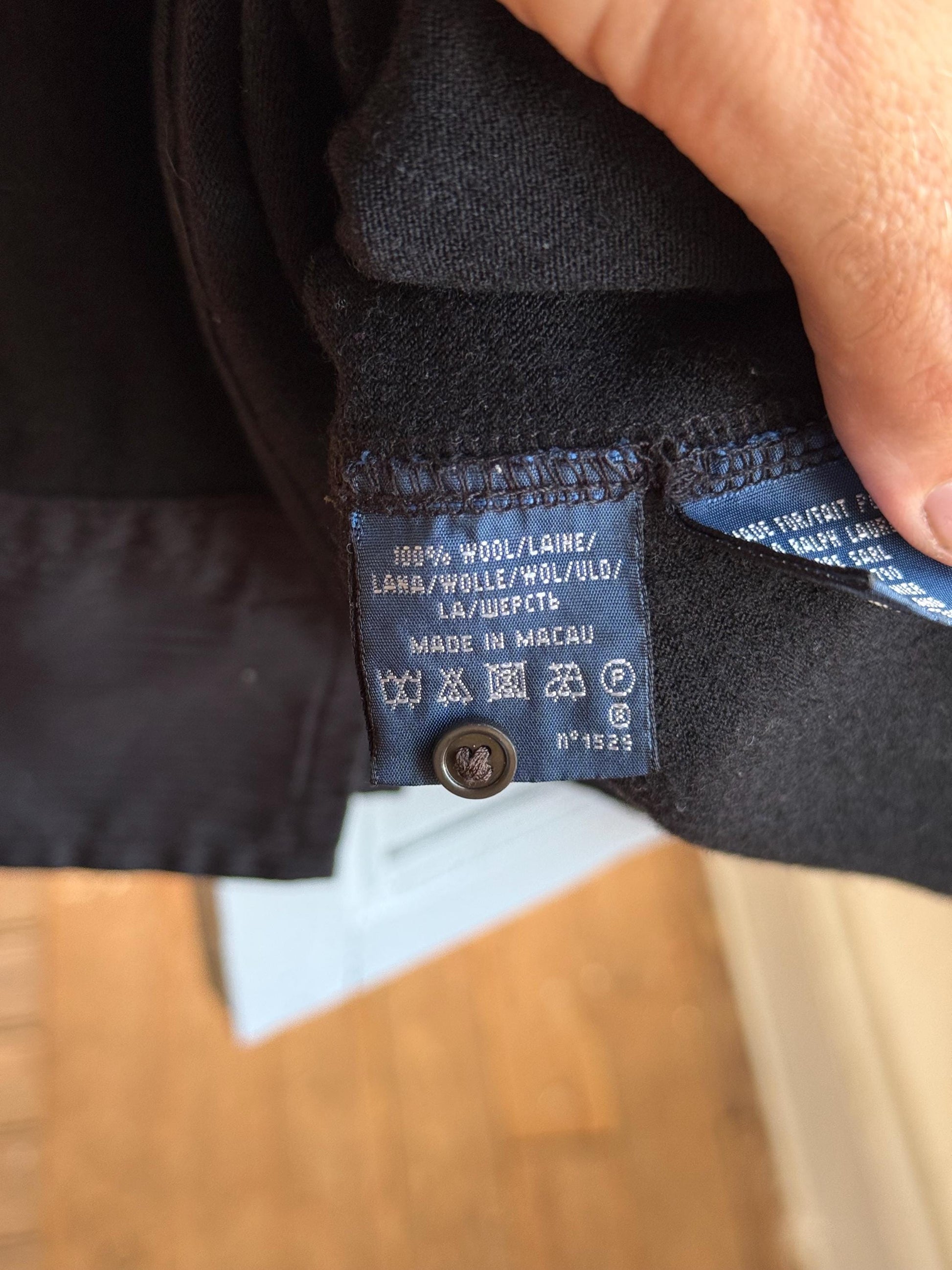 Ralph Lauren Black Wool Minimalist Dress — back view