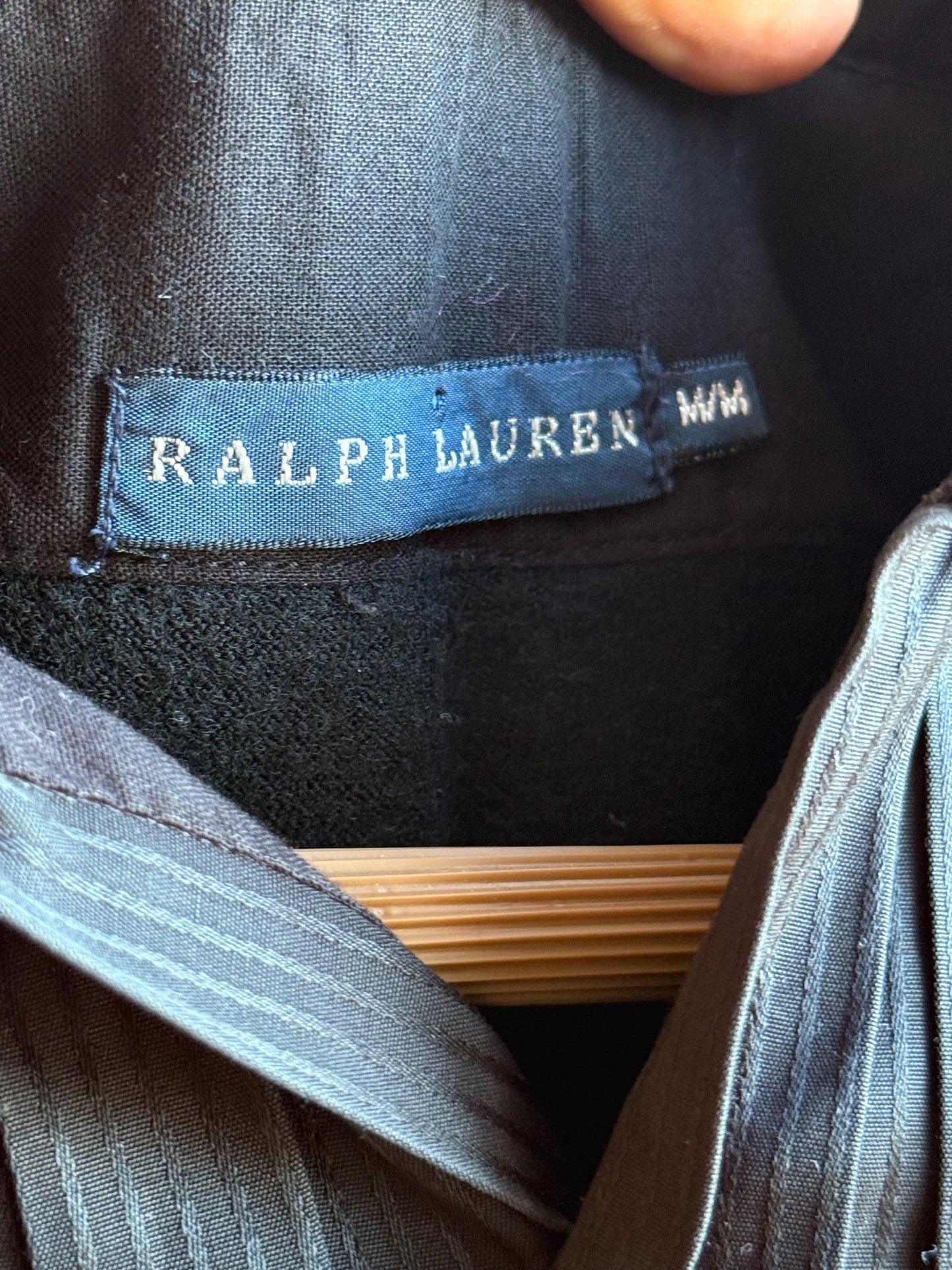 Ralph Lauren Black Wool Minimalist Dress — fabric close-up
