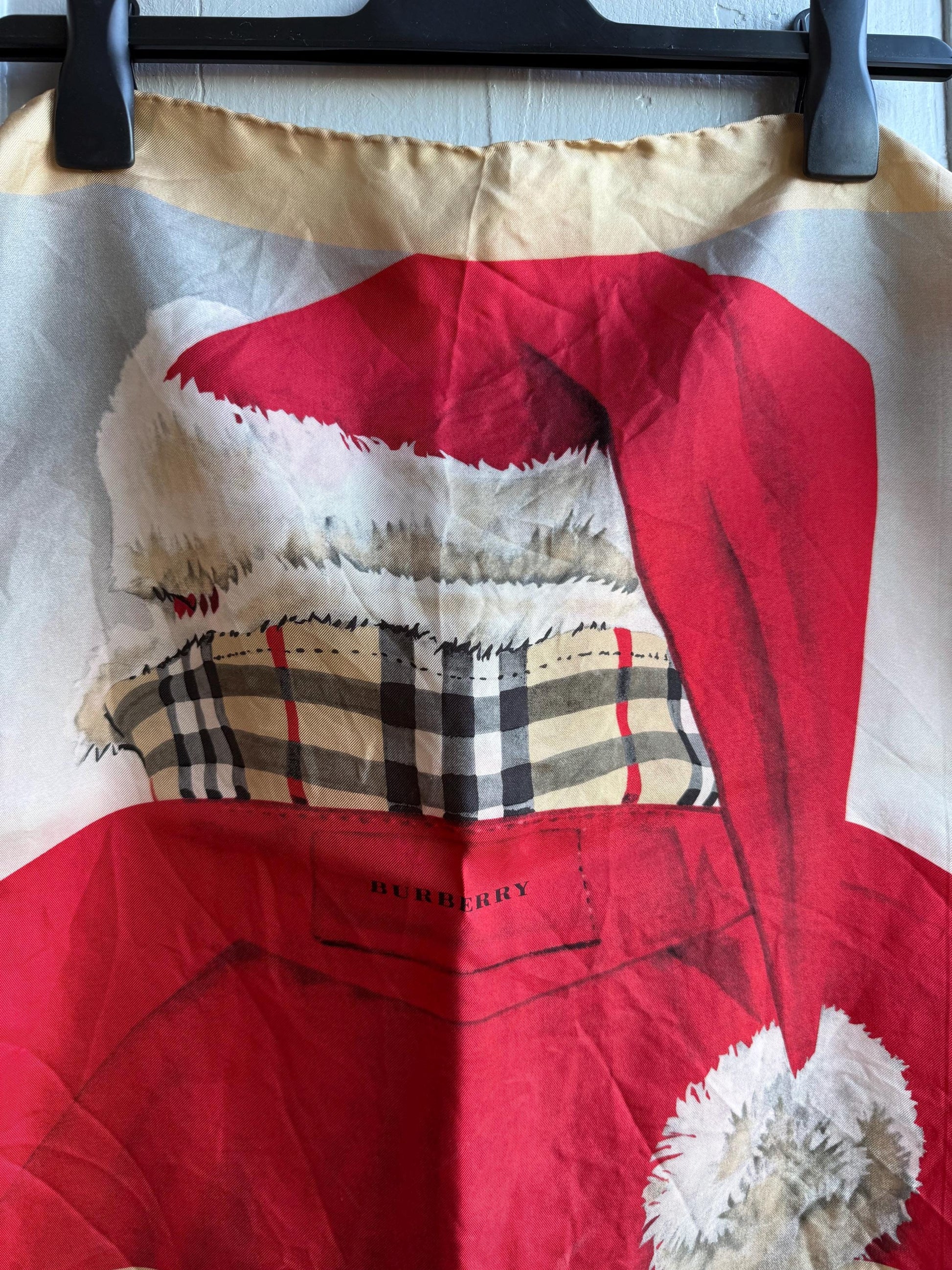 Vintage Burberry Christmas Silk Scarf — additional view 8
