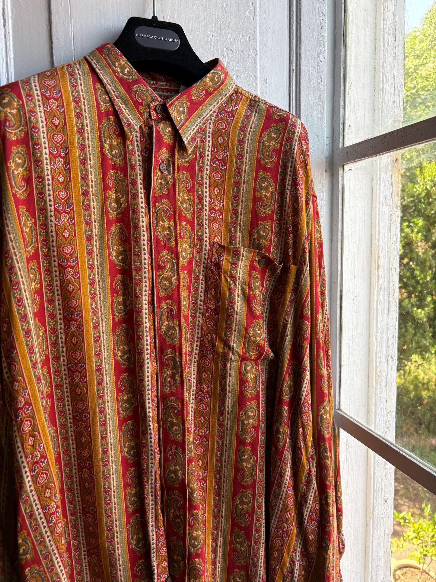 Vintage Baroque Print Button Down Shirt — back view