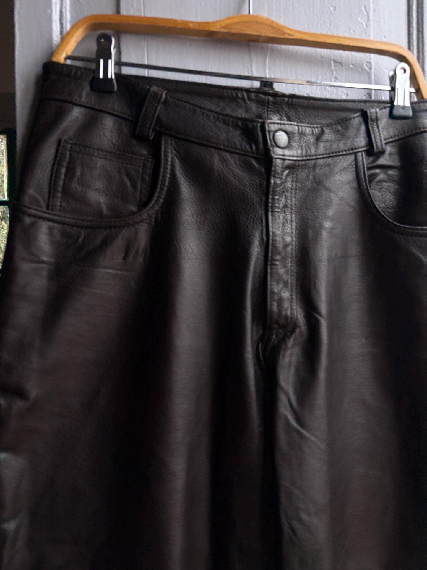 Vintage Black Leather High Waist Trousers