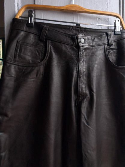 Vintage Black Leather High Waist Trousers