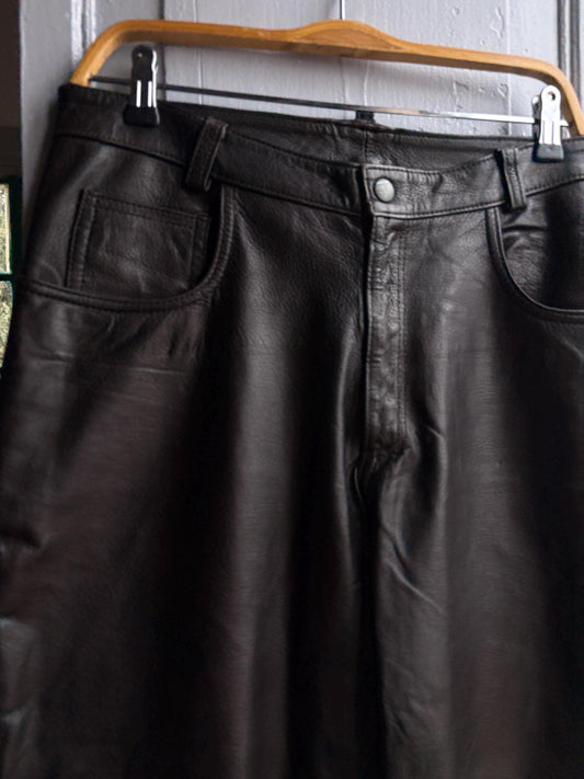 Vintage Black Leather High Waist Trousers