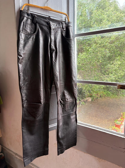 Vintage Black Leather High Waist Trousers — additional view 6