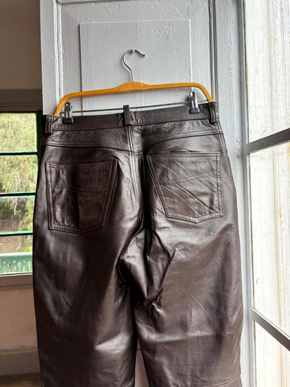 Vintage Black Leather High Waist Trousers — additional view 5