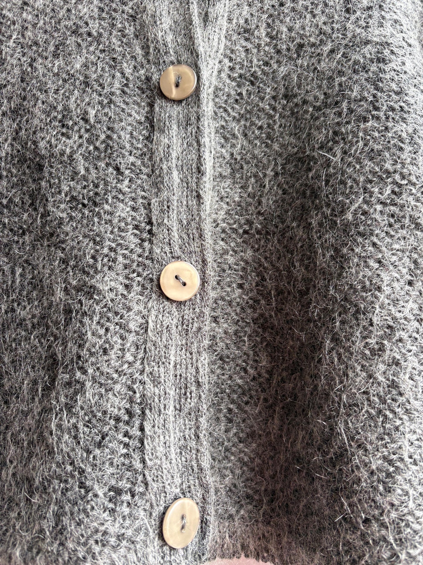 Mohair Parisian Chic Cardigan, Grey Soft Knit, Cropped Sweater, French Girl Aesthetic,
