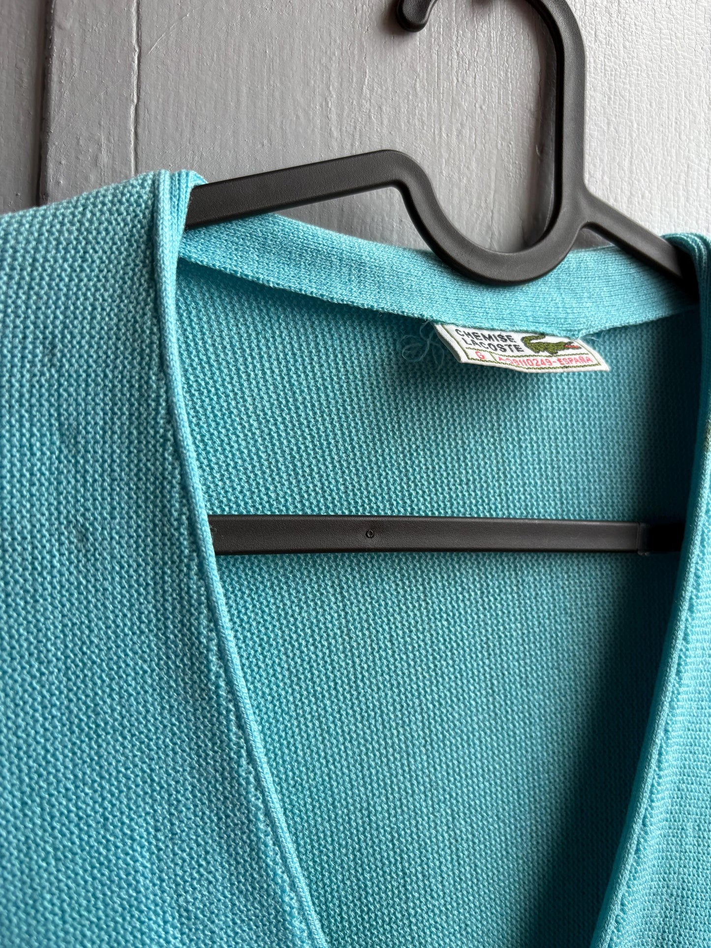 Vintage blue Chemise Lacoste Cardigan, Made In Spain, Grandpa Core Knit Sweater, True vintage Luxury vest, Unisex L XL