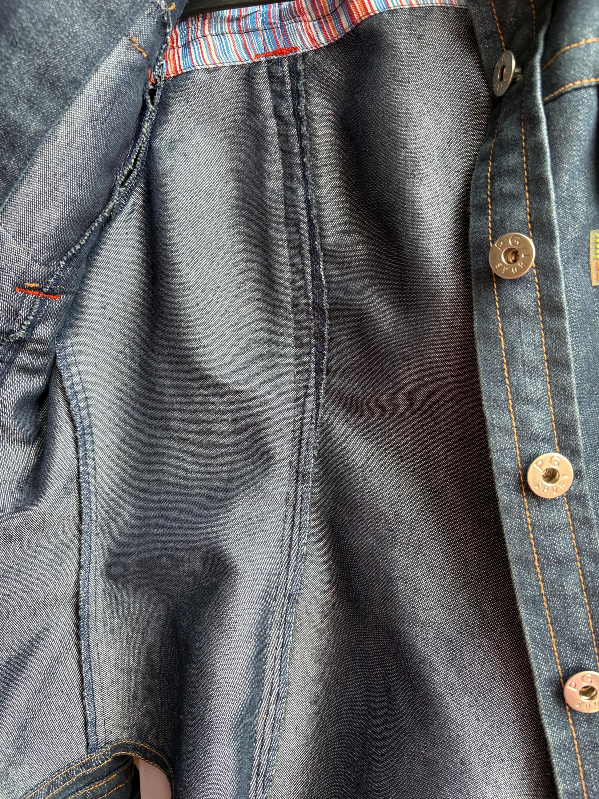 Purificación García Sport Denim Jacket, Vintage Dark Wash Buckle Jacket, Y2K Chic Fitted Designer Women Jacket, XS