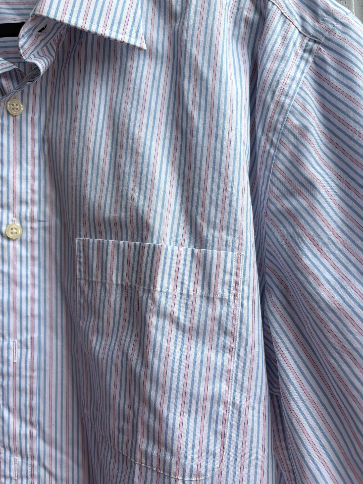 Vintage Emidio Tucci Striped Short Sleeve Shirt, Pastel Preppy Men Button Down, Grandpa Core, Luxe work wear, Size 6