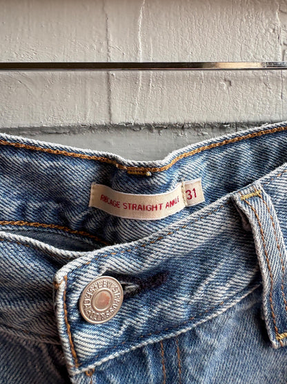 Levi’s Ribcage Straight Ankle Jeans, W31 L 29, Vintage Light Wash Denim High Rise, Y2K Jeans Levi Strauss