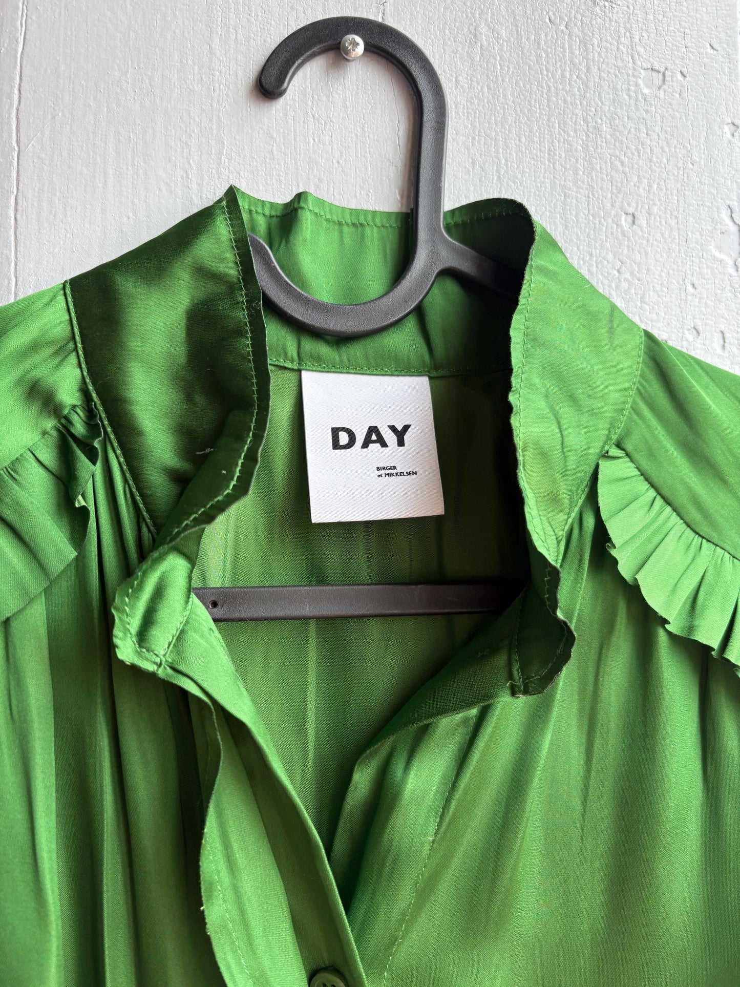 Emerald Satin Ruffle Blouse — additional view 11