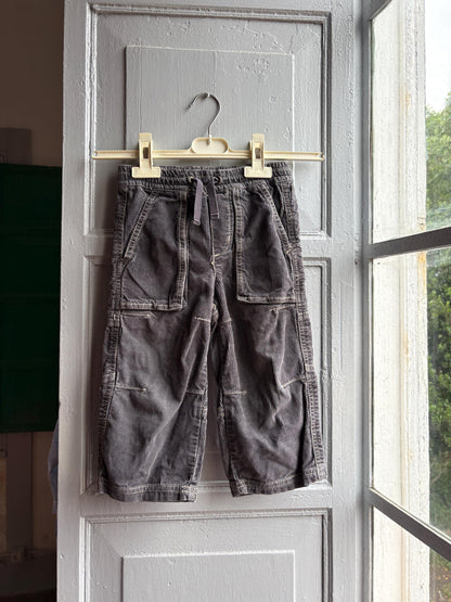 Mini Boden Kids Corduroy Pants, Grey Cotton Trousers, Utility Pants, Sustainable fashuon, Boys Age 3