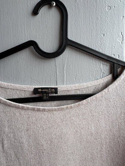 Massimo Dutti Knit Top, Linen long sleeve shirt, Sweater Minimalist off white Women essential, Size Medium