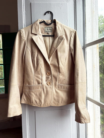 Beige Leather Blazer for Women — additional view 6